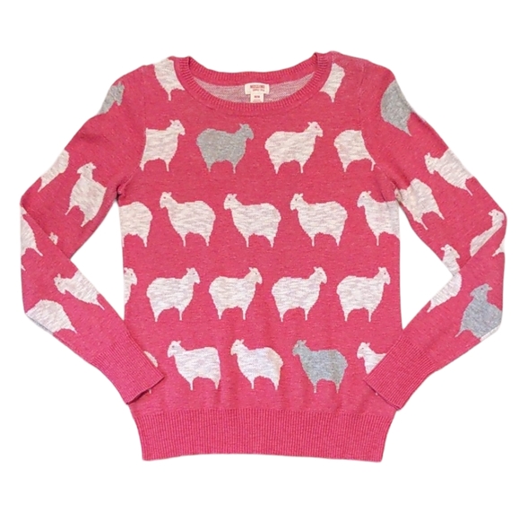 Mossimo Supply Co. Sweaters - Mossimo Pink Gray Sheep Cotton Sweater Medium